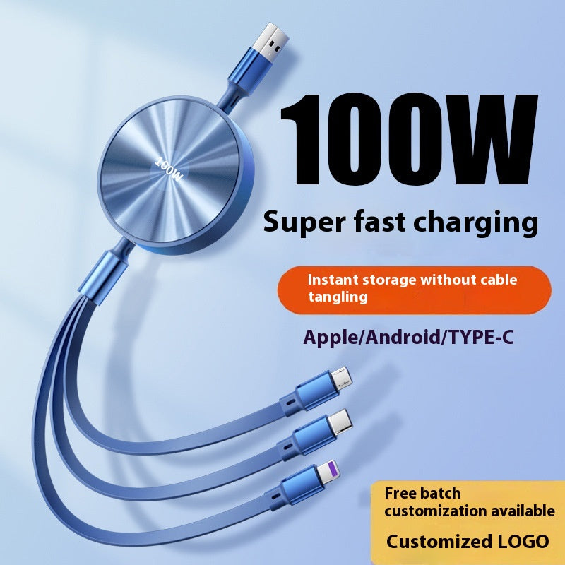 1-to-3 Fast Charging Cable 00W Three-in-One Data Cable
