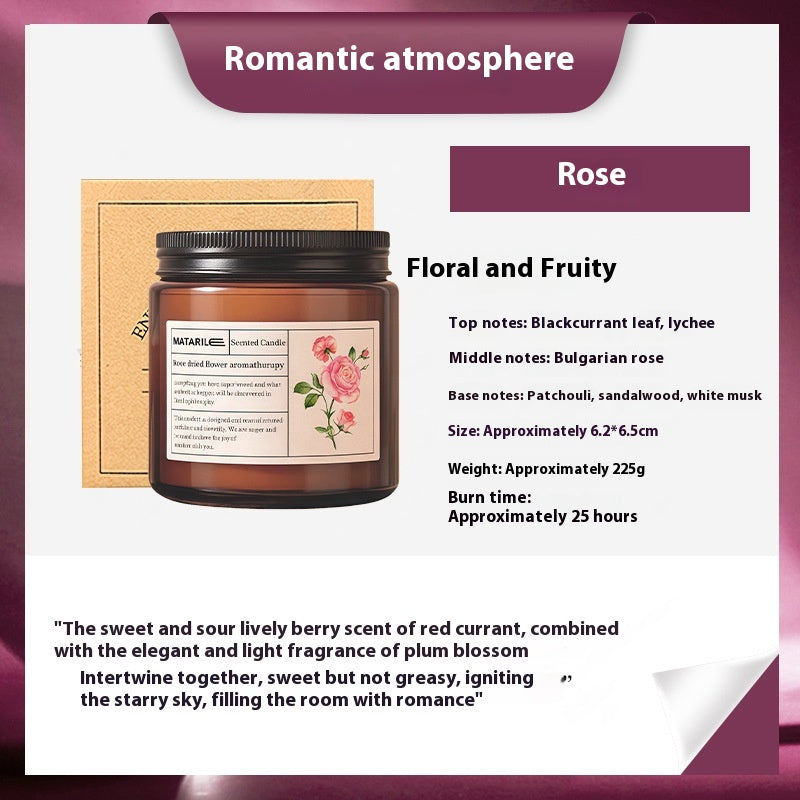 Zhongheng Rose Dried Flower Aromatherapy Candle for Home Bedroom Plant Essential Oil Niche Fragrance Long-lasting Scent Romantic Atmosphere