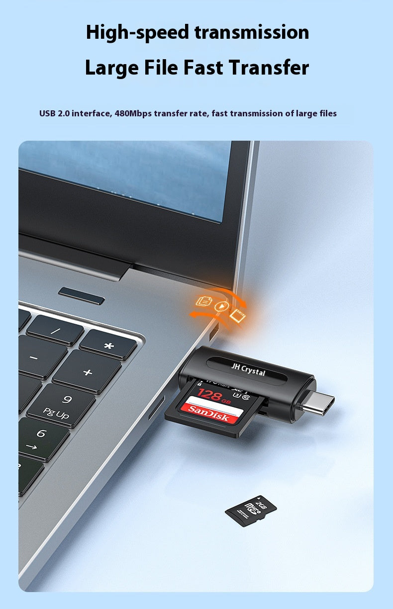 Computer USB Android Phone Dual-use Type-C Multi-function Two-in-one OTG Card Reader Mini TF Camera SD Card