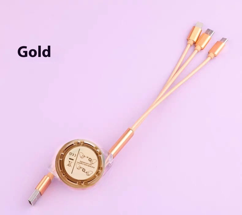 Retractable 3-in-1 Phone Data Cable Compatible with Apple Android TYPE-C Three-in-One Gift Charging Cable Fast Charging Cable