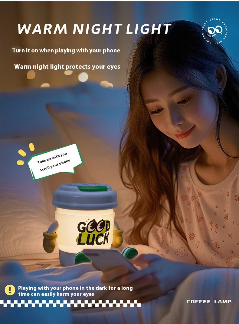 Cute KEIDOL Coffee Cup Night Light Creative Rechargeable Atmosphere Light Bluetooth Speaker Night Light Tap Light Table Lamp