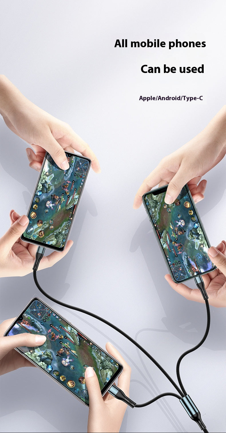 120W Charging Cable Braided Data Cable Three-in-One Tpyec Super Fast Charge Car One Drag Three Huawei General