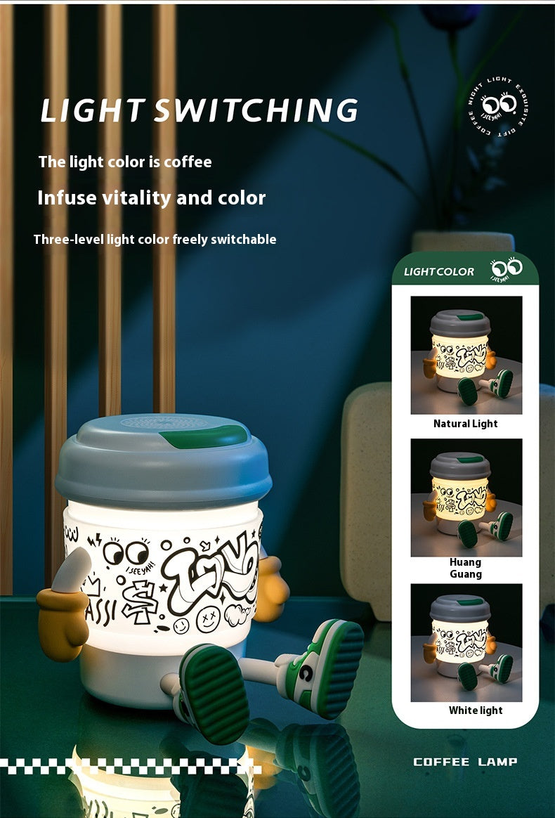 Cute KEIDOL Coffee Cup Night Light Creative Rechargeable Atmosphere Light Bluetooth Speaker Night Light Tap Light Table Lamp