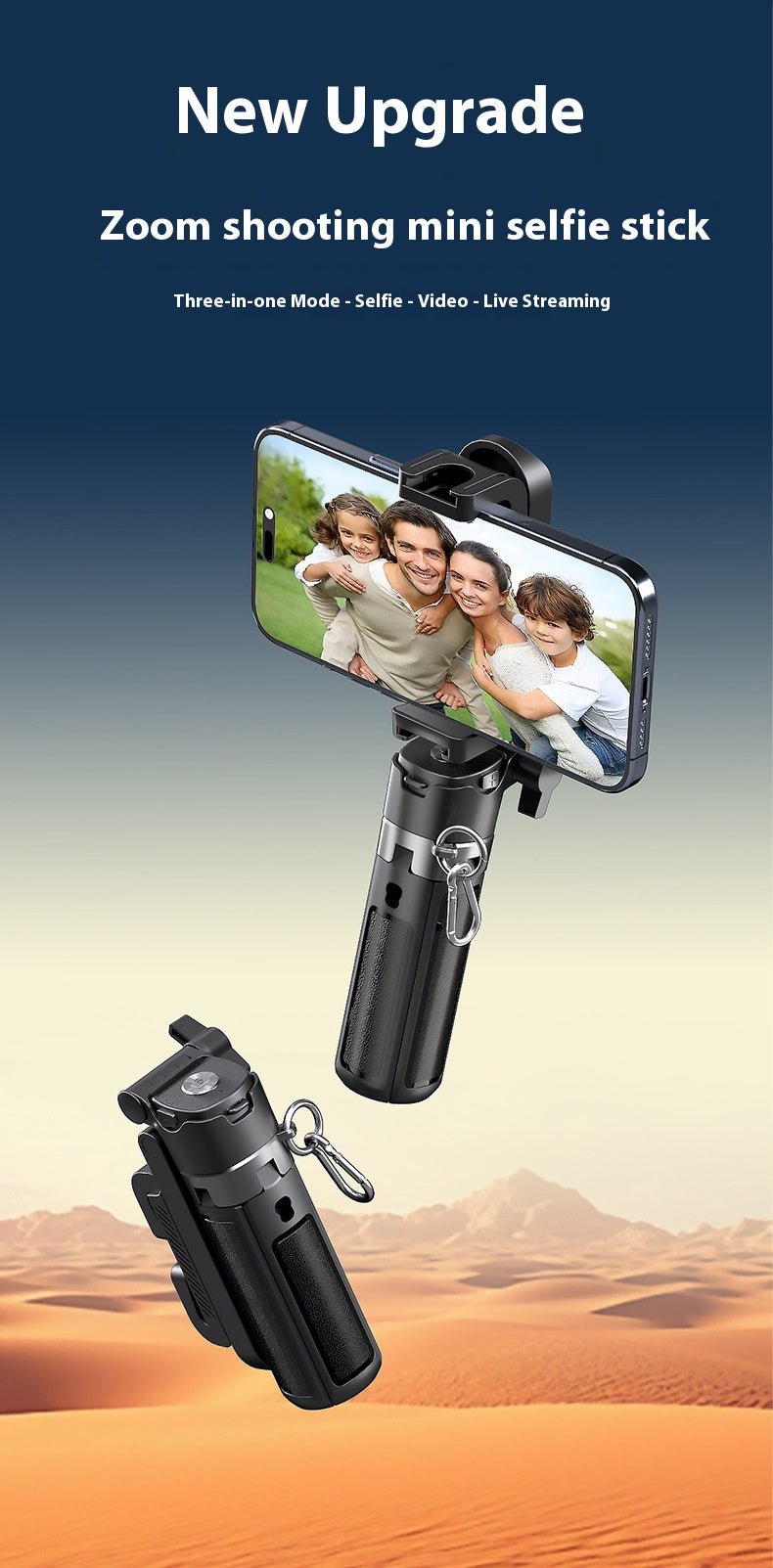 Zoom New Mini Selfie Stick Travel Photography Multi-Functional Stand Live Streaming Stand Phone Selfie Stick with Fill Light