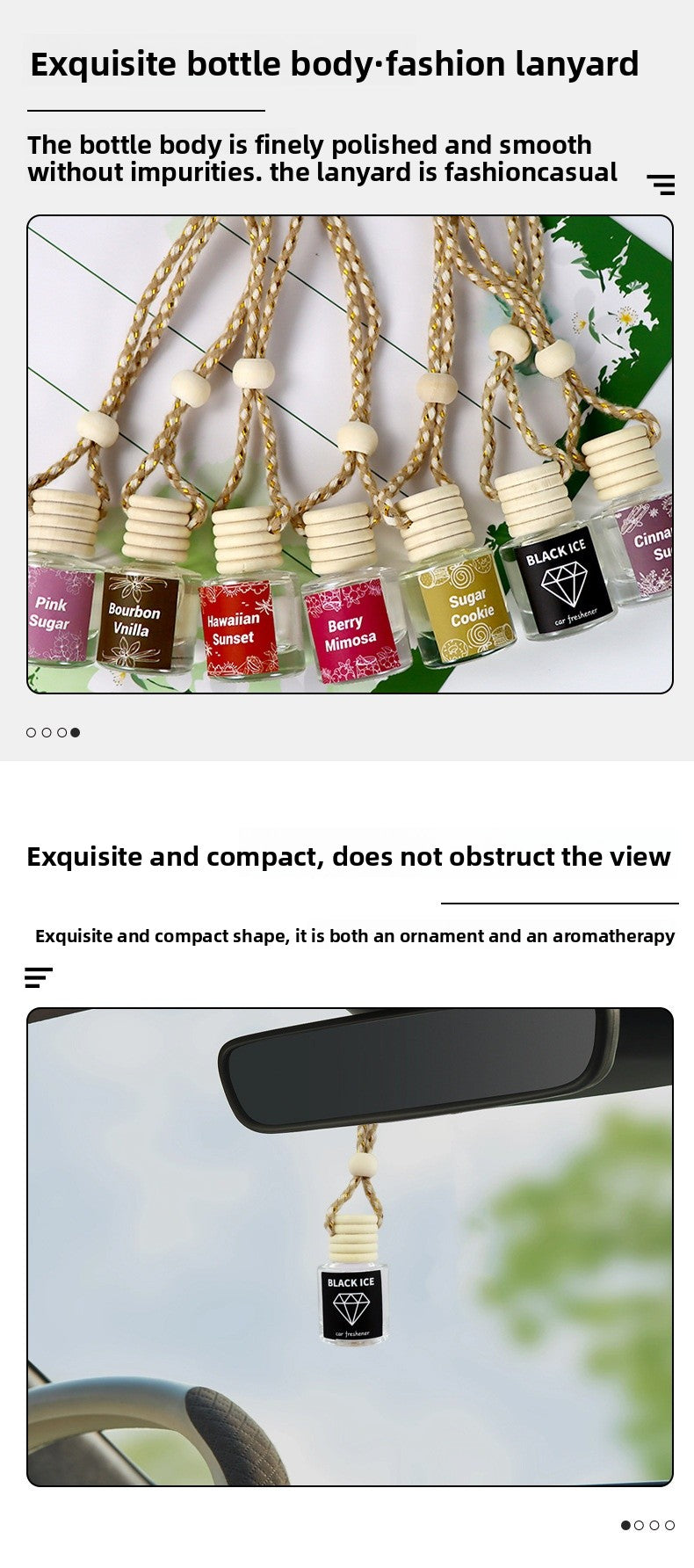 Cross-Border Hot Car Air Freshener Multiple Scents Available Glass Bottle Pendant Aromatherapy Essential Oil Car Interior Decoration Wholesale