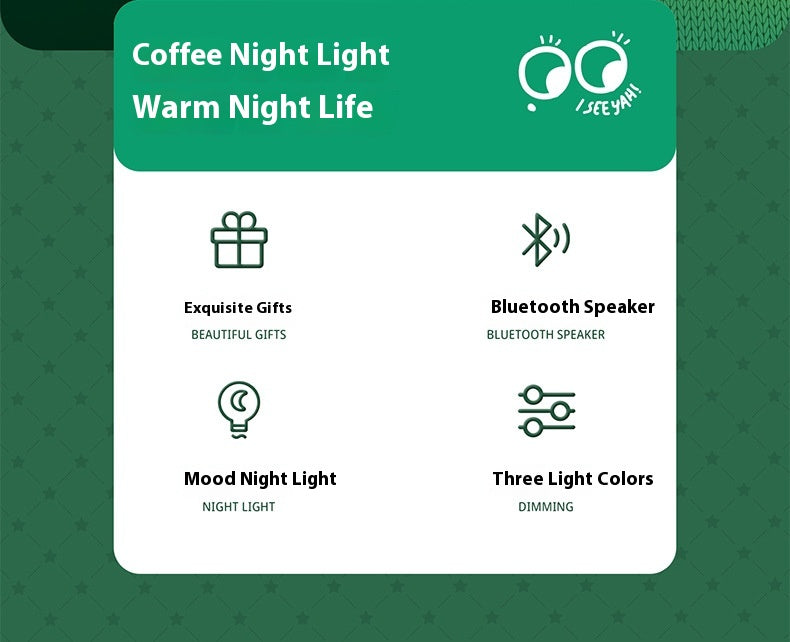 Cute KEIDOL Coffee Cup Night Light Creative Rechargeable Atmosphere Light Bluetooth Speaker Night Light Tap Light Table Lamp