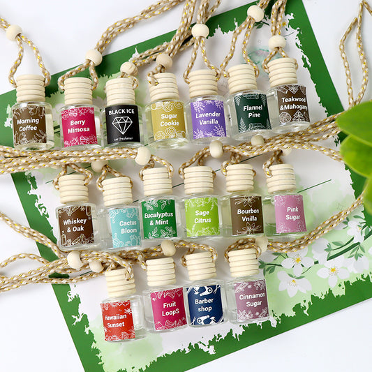Cross-Border Hot Car Air Freshener Multiple Scents Available Glass Bottle Pendant Aromatherapy Essential Oil Car Interior Decoration Wholesale
