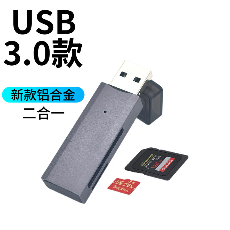 Multifunctional 2-in-1 High-Speed USB 3.0 Card Reader Supports TF + SD for Computer, Tablet, Camera, Laptop, and Car Use