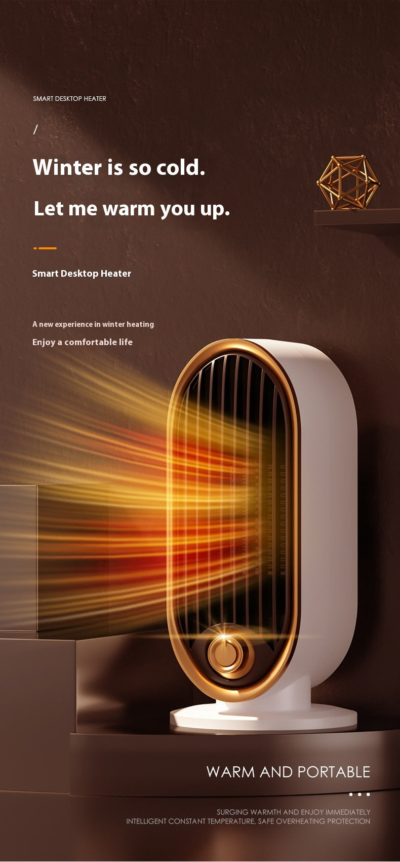 New Model Warm Air Blower Household Desktop Office Small Electric Heater Vertical Ceramic PTC Heating Warmer