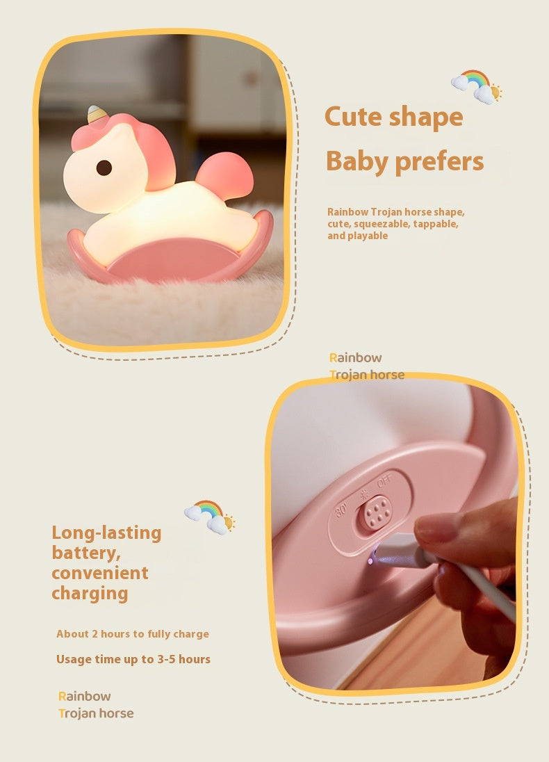 Unicorn Wooden Horse Lamp USB Three-level brightness adjustment