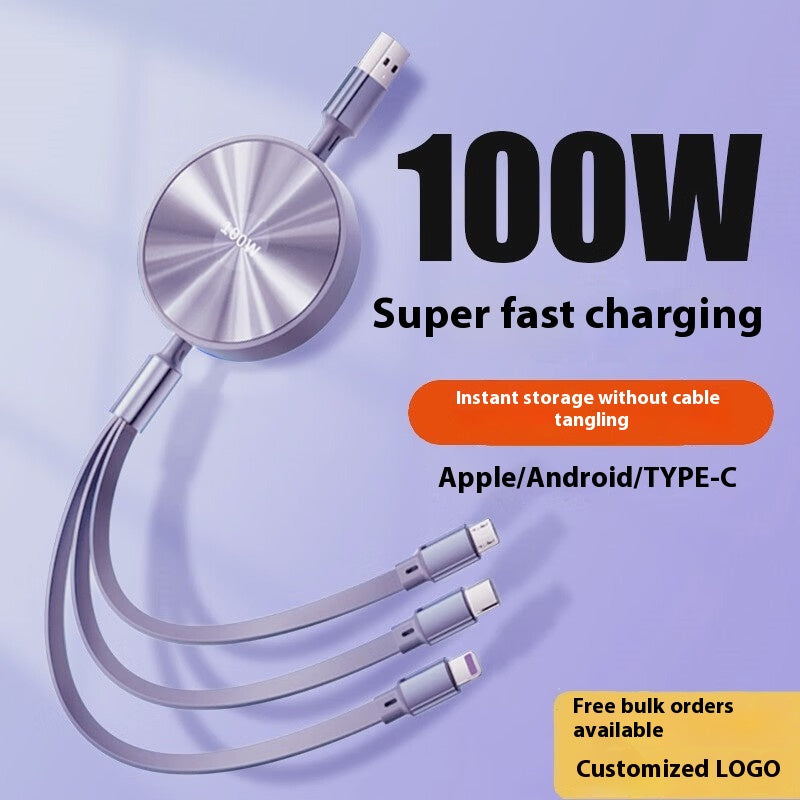 1-to-3 Fast Charging Cable 00W Three-in-One Data Cable