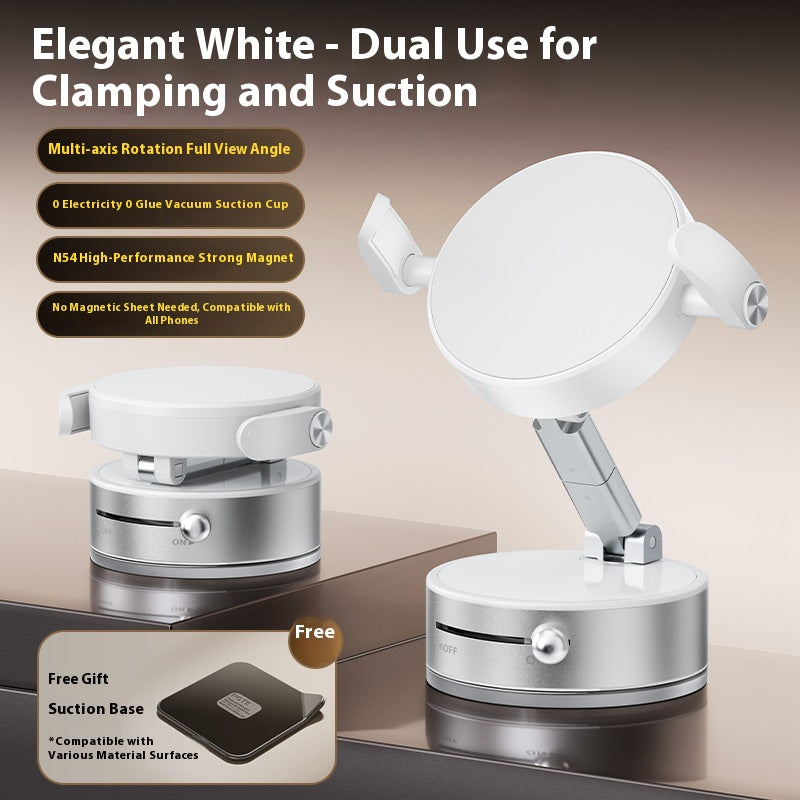 Vacuum Magnetic Mobile Phone Sucker Bracket Dual Use in Car and Home Foldable Storage Lazy Holder Mobile Phone Bracket Desktop