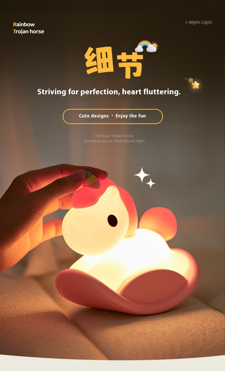 Unicorn Wooden Horse Lamp USB Three-level brightness adjustment