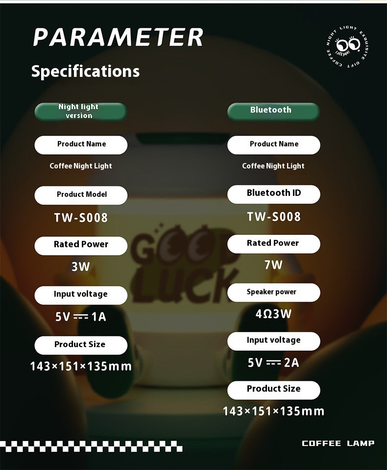 Cute KEIDOL Coffee Cup Night Light Creative Rechargeable Atmosphere Light Bluetooth Speaker Night Light Tap Light Table Lamp