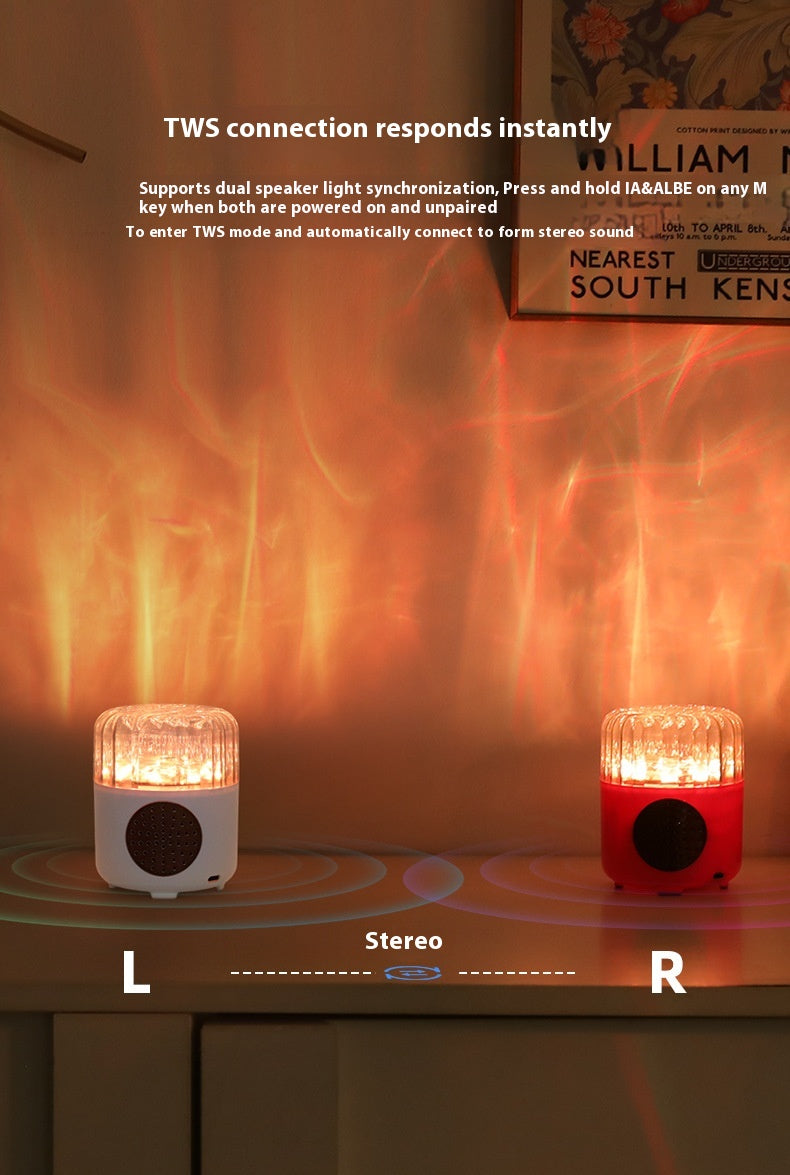 Bluetooth Speaker Water Ripple Music Rhythm Projection Lamp Bedroom Bedside Romantic Mood Dynamic Rotating Atmosphere Night Light