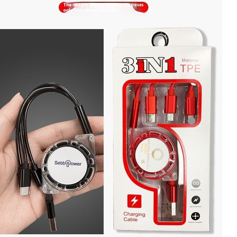 Retractable 3-in-1 Phone Data Cable Compatible with Apple Android TYPE-C Three-in-One Gift Charging Cable Fast Charging Cable
