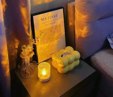 Night Light Table Lamp Night Light Rotating Water Ripple Atmosphere Light Water Pattern Lamp Bedroom Bedside Flame Romantic Lamp