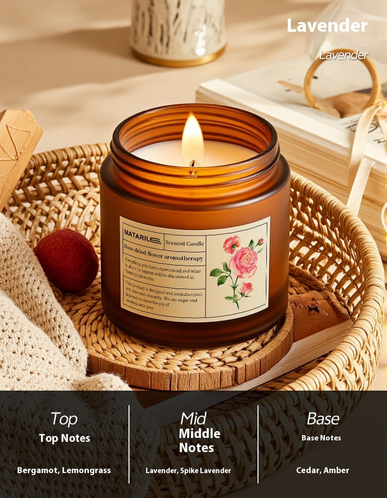 Zhongheng Rose Dried Flower Aromatherapy Candle for Home Bedroom Plant Essential Oil Niche Fragrance Long-lasting Scent Romantic Atmosphere
