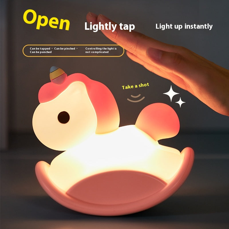 Unicorn Wooden Horse Lamp USB Three-level brightness adjustment