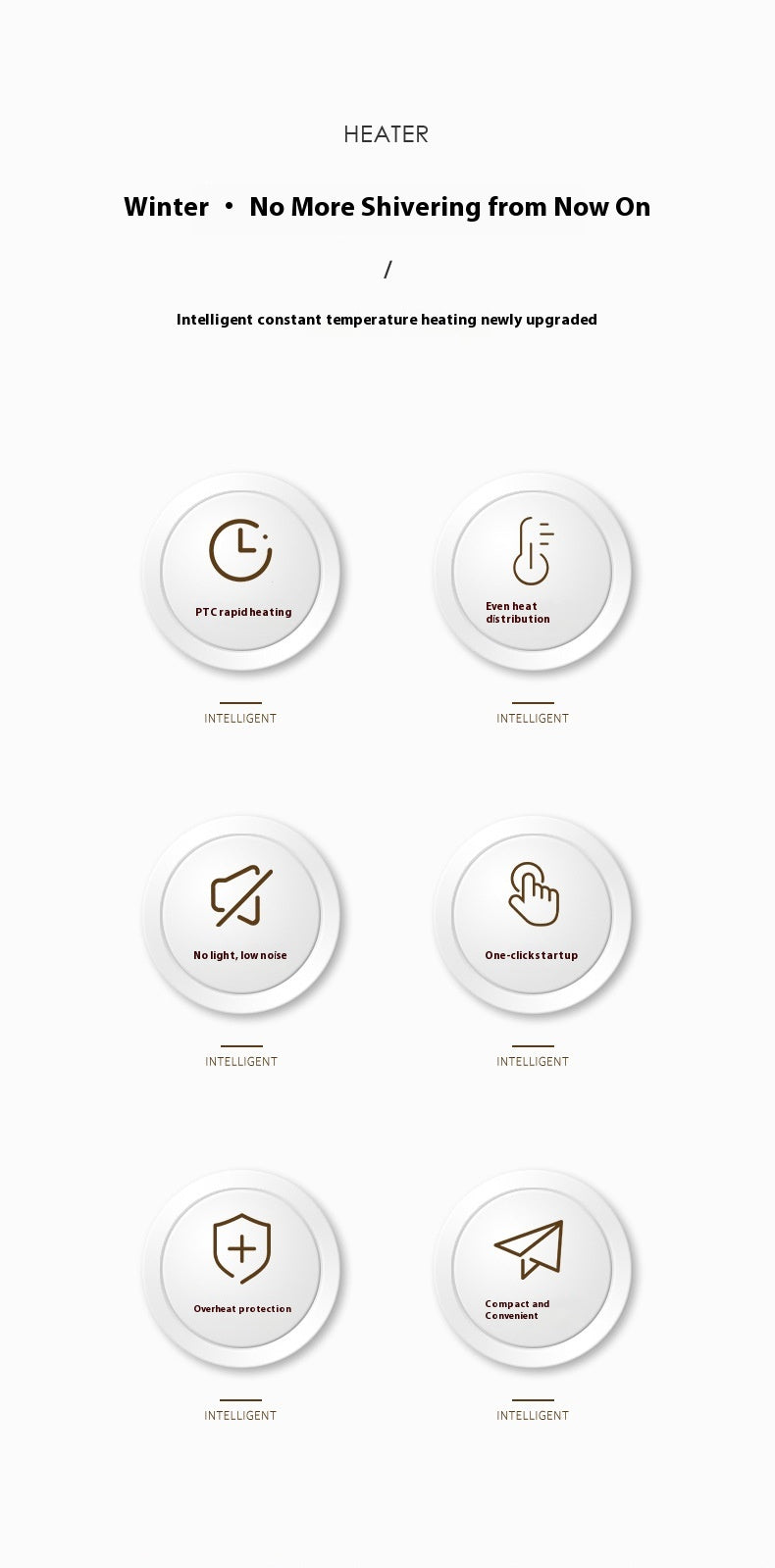 New Model Warm Air Blower Household Desktop Office Small Electric Heater Vertical Ceramic PTC Heating Warmer