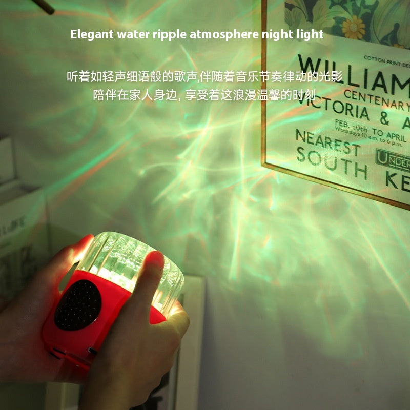 Bluetooth Speaker Water Ripple Music Rhythm Projection Lamp Bedroom Bedside Romantic Mood Dynamic Rotating Atmosphere Night Light
