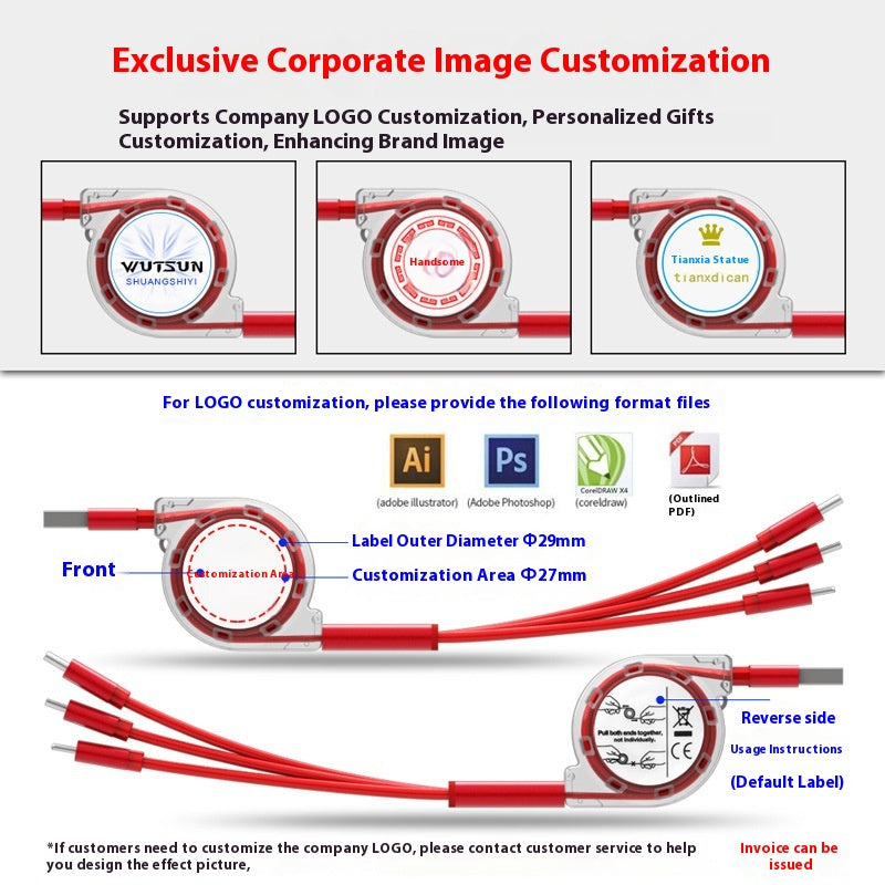 Retractable 3-in-1 Phone Data Cable Compatible with Apple Android TYPE-C Three-in-One Gift Charging Cable Fast Charging Cable