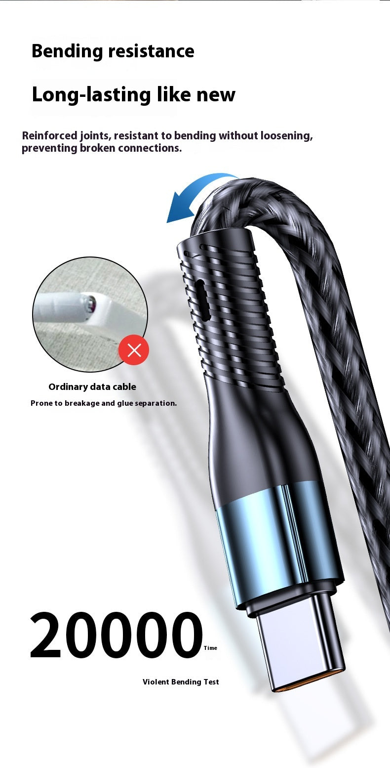 120W Charging Cable Braided Data Cable Three-in-One Tpyec Super Fast Charge Car One Drag Three Huawei General