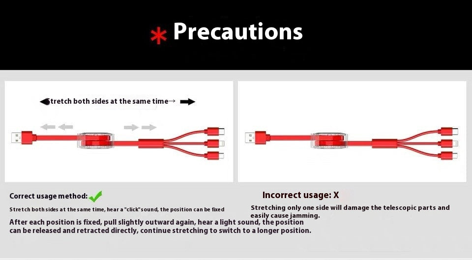 Retractable 3-in-1 Phone Data Cable Compatible with Apple Android TYPE-C Three-in-One Gift Charging Cable Fast Charging Cable