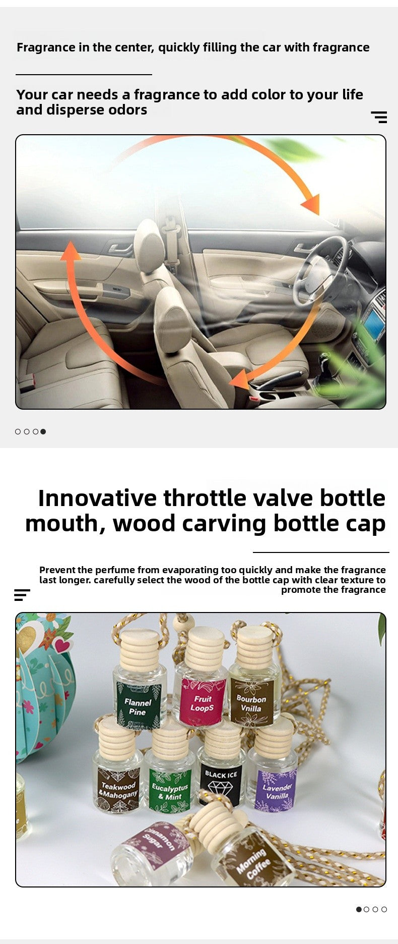 Cross-Border Hot Car Air Freshener Multiple Scents Available Glass Bottle Pendant Aromatherapy Essential Oil Car Interior Decoration Wholesale