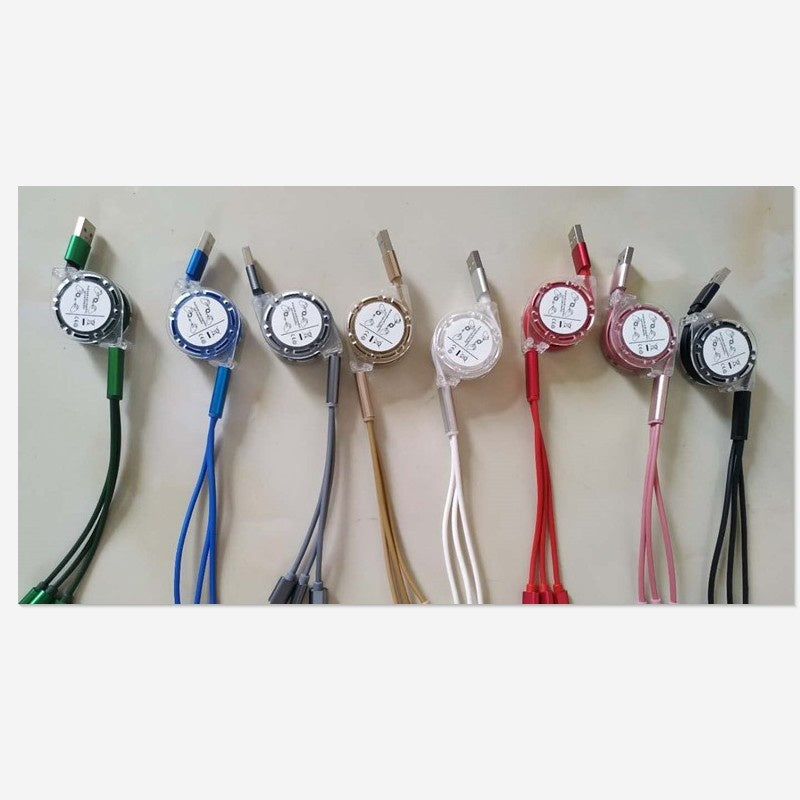 Retractable 3-in-1 Phone Data Cable Compatible with Apple Android TYPE-C Three-in-One Gift Charging Cable Fast Charging Cable