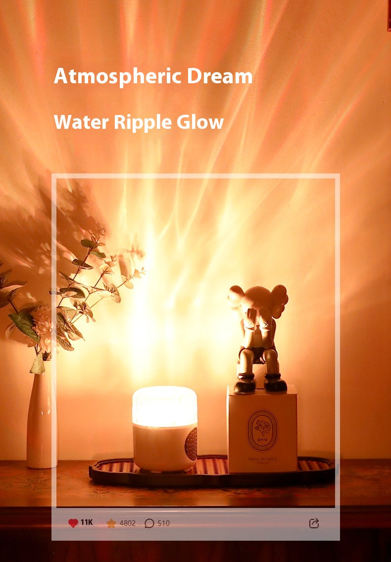 Bluetooth Speaker Water Ripple Music Rhythm Projection Lamp Bedroom Bedside Romantic Mood Dynamic Rotating Atmosphere Night Light
