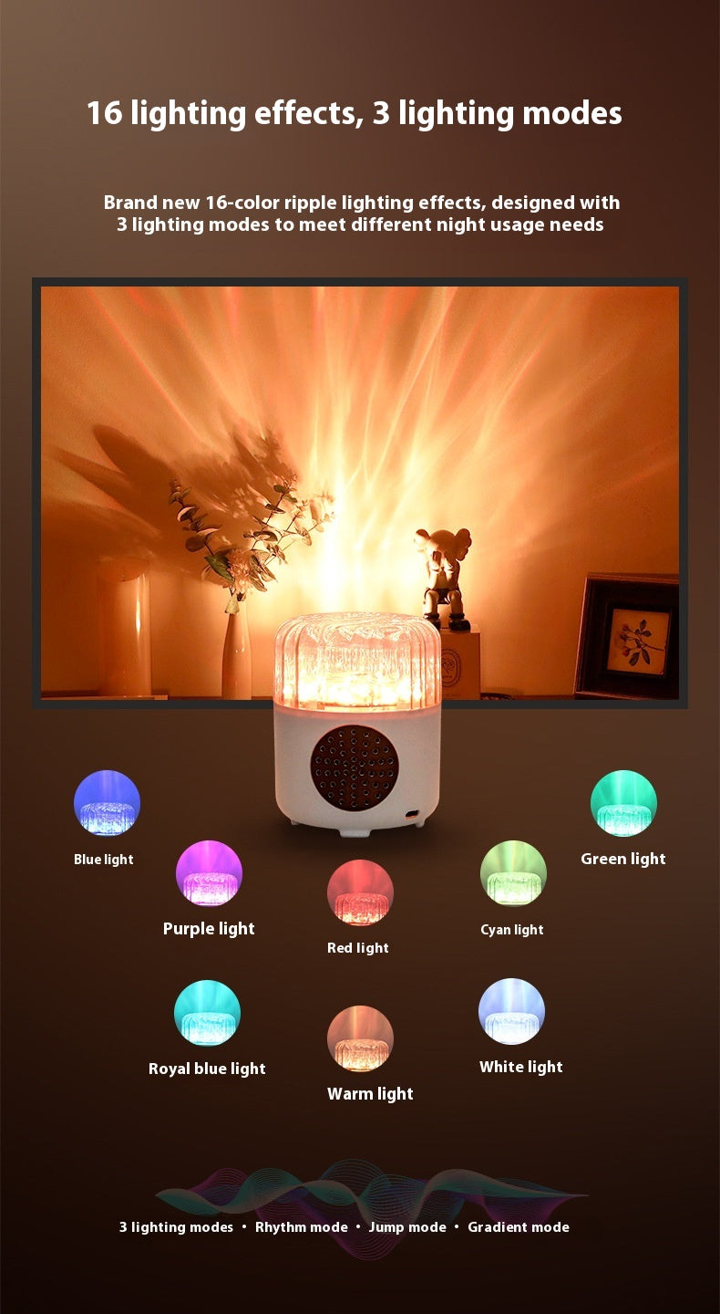 Bluetooth Speaker Water Ripple Music Rhythm Projection Lamp Bedroom Bedside Romantic Mood Dynamic Rotating Atmosphere Night Light