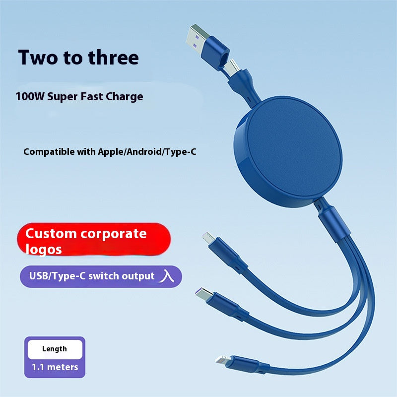 1-to-3 Fast Charging Cable 00W Three-in-One Data Cable