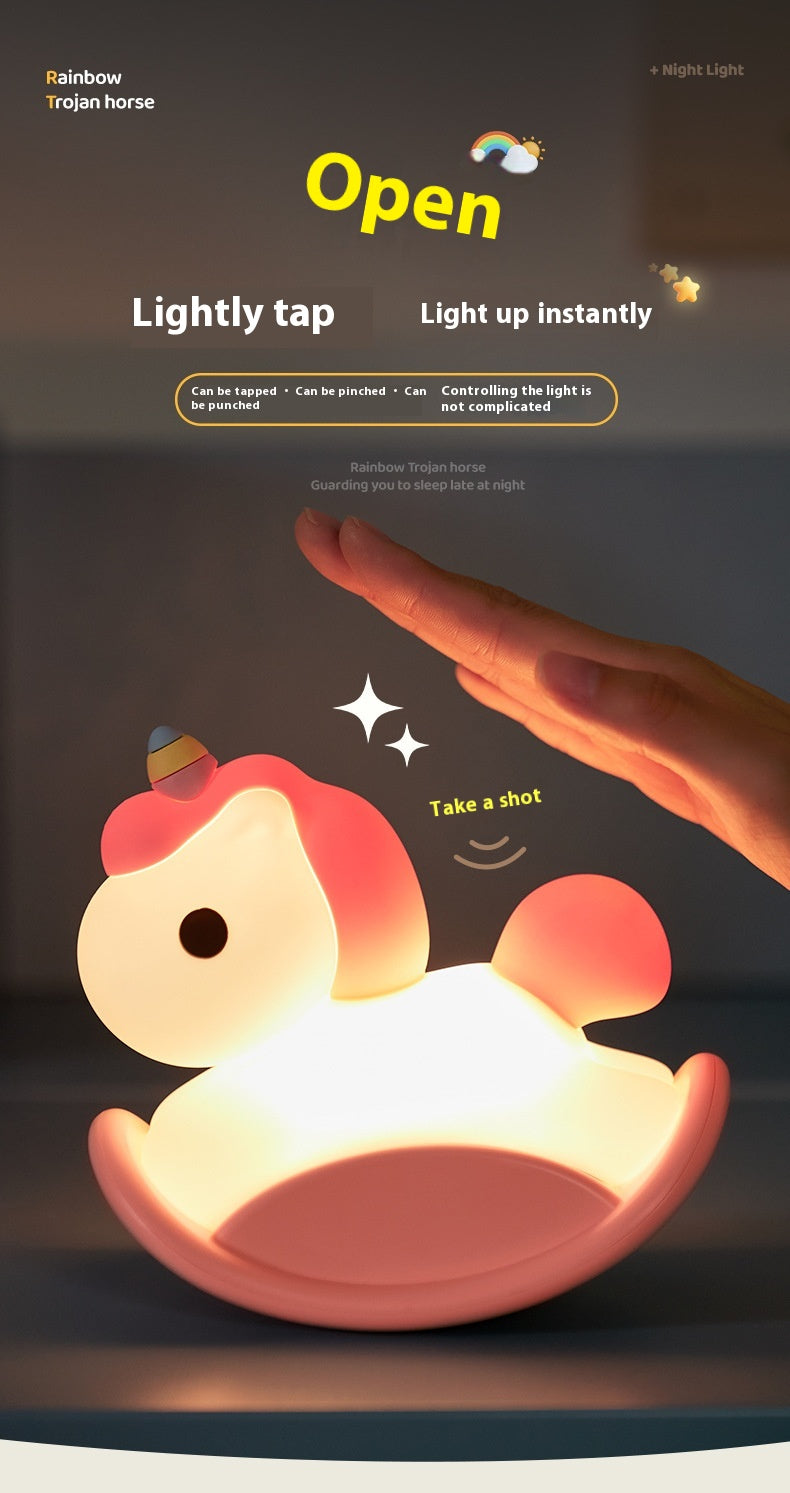 Unicorn Wooden Horse Lamp USB Three-level brightness adjustment