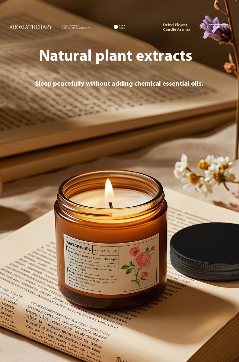 Zhongheng Rose Dried Flower Aromatherapy Candle for Home Bedroom Plant Essential Oil Niche Fragrance Long-lasting Scent Romantic Atmosphere