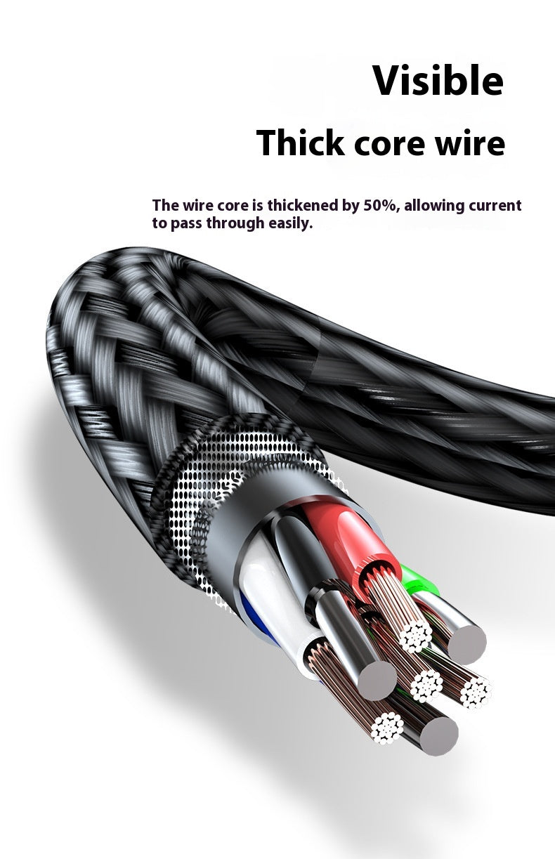 120W Charging Cable Braided Data Cable Three-in-One Tpyec Super Fast Charge Car One Drag Three Huawei General