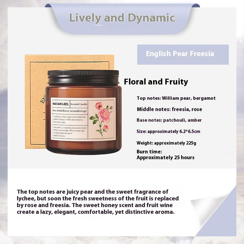 Zhongheng Rose Dried Flower Aromatherapy Candle for Home Bedroom Plant Essential Oil Niche Fragrance Long-lasting Scent Romantic Atmosphere