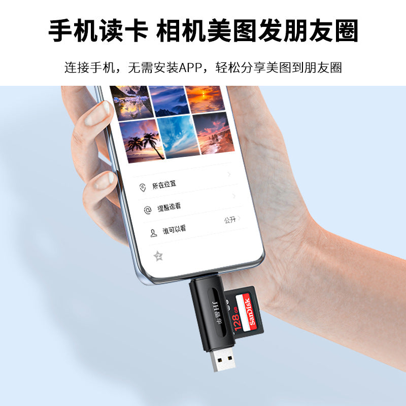 Computer USB Android Phone Dual-use Type-C Multi-function Two-in-one OTG Card Reader Mini TF Camera SD Card