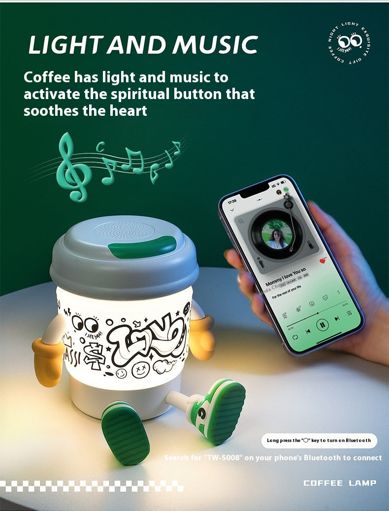 Cute KEIDOL Coffee Cup Night Light Creative Rechargeable Atmosphere Light Bluetooth Speaker Night Light Tap Light Table Lamp