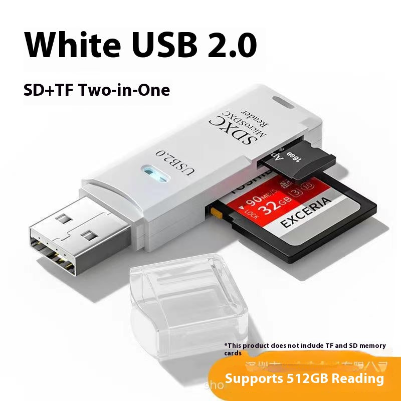 Multifunctional 2-in-1 High-Speed USB 3.0 Card Reader Supports TF + SD for Computer, Tablet, Camera, Laptop, and Car Use