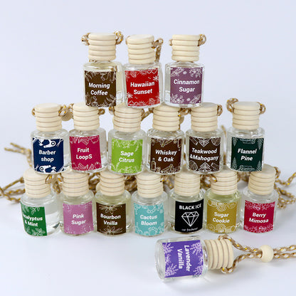 Cross-Border Hot Car Air Freshener Multiple Scents Available Glass Bottle Pendant Aromatherapy Essential Oil Car Interior Decoration Wholesale