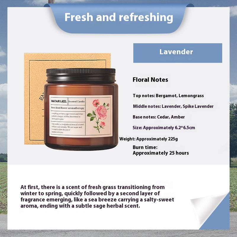 Zhongheng Rose Dried Flower Aromatherapy Candle for Home Bedroom Plant Essential Oil Niche Fragrance Long-lasting Scent Romantic Atmosphere