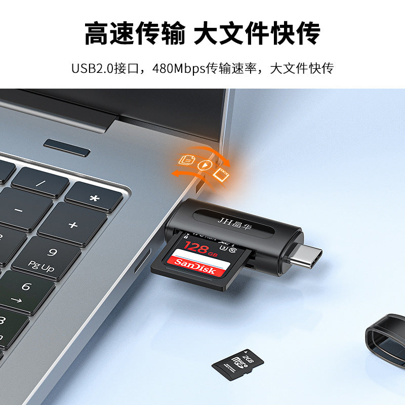 Computer USB Android Phone Dual-use Type-C Multi-function Two-in-one OTG Card Reader Mini TF Camera SD Card