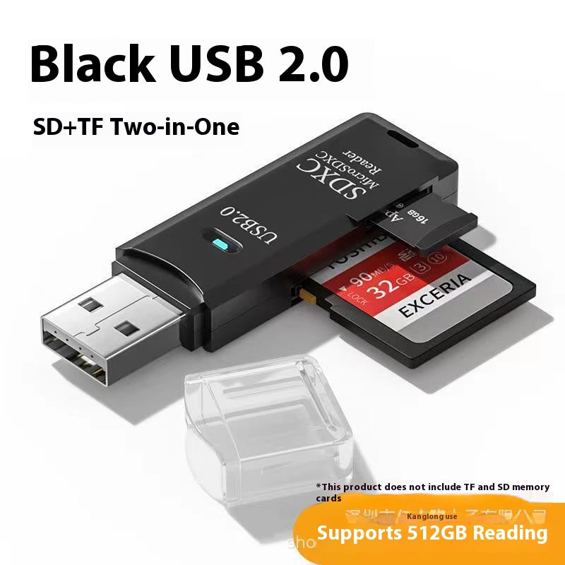 Multifunctional 2-in-1 High-Speed USB 3.0 Card Reader Supports TF + SD for Computer, Tablet, Camera, Laptop, and Car Use