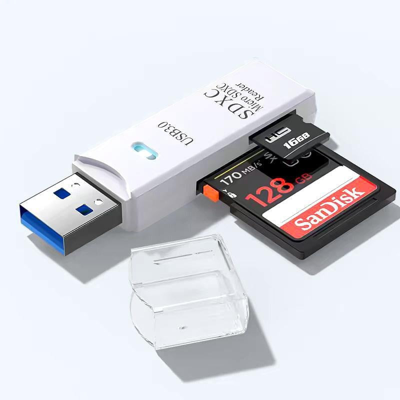 Multifunctional 2-in-1 High-Speed USB 3.0 Card Reader Supports TF + SD for Computer, Tablet, Camera, Laptop, and Car Use