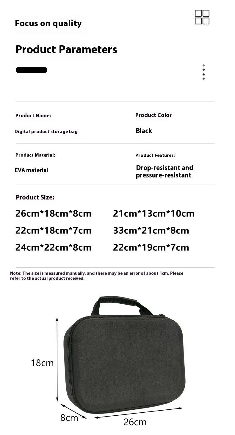 EVA Hard Shell Air Conditioner Frequency Tester Storage Bag Black Outdoor Multifunctional Digital Electronic Product Storage Protection Box