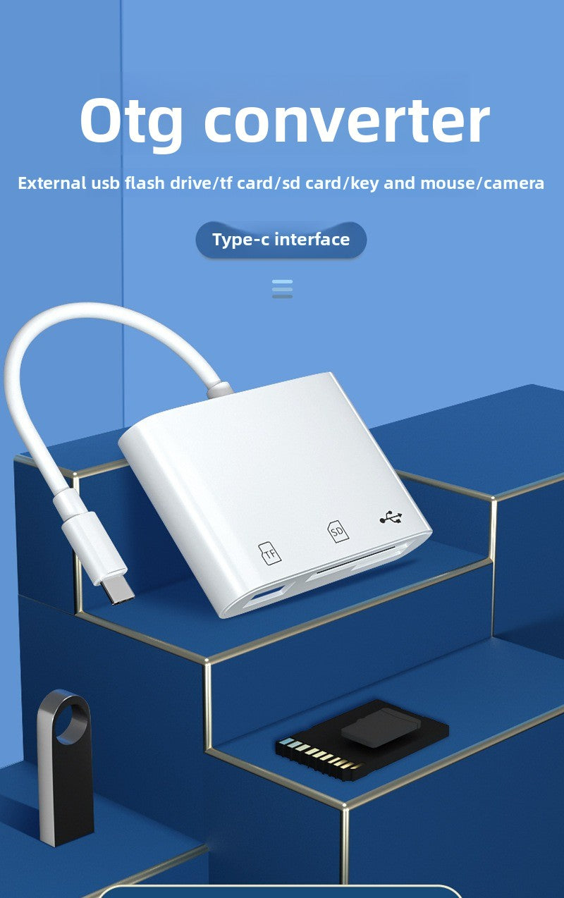 Mobile Phone Card Reader 3-in-1 Type-C Mobile Phone Computer SD/TF Card USB Flash Drive 2.0 Multi-Function High-Speed Card Reader