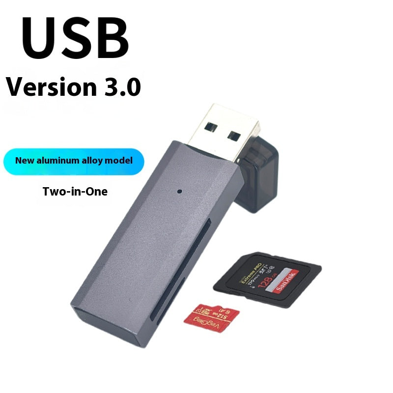 Multifunctional 2-in-1 High-Speed USB 3.0 Card Reader Supports TF + SD for Computer, Tablet, Camera, Laptop, and Car Use