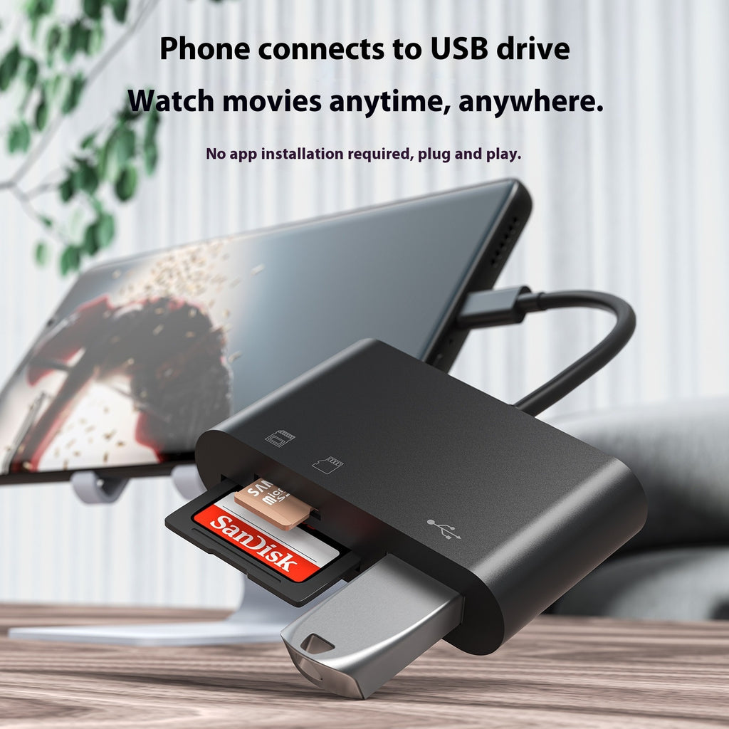 Mobile Phone Card Reader 3-in-1 Type-C Mobile Phone Computer SD/TF Card USB Flash Drive 2.0 Multi-Function High-Speed Card Reader