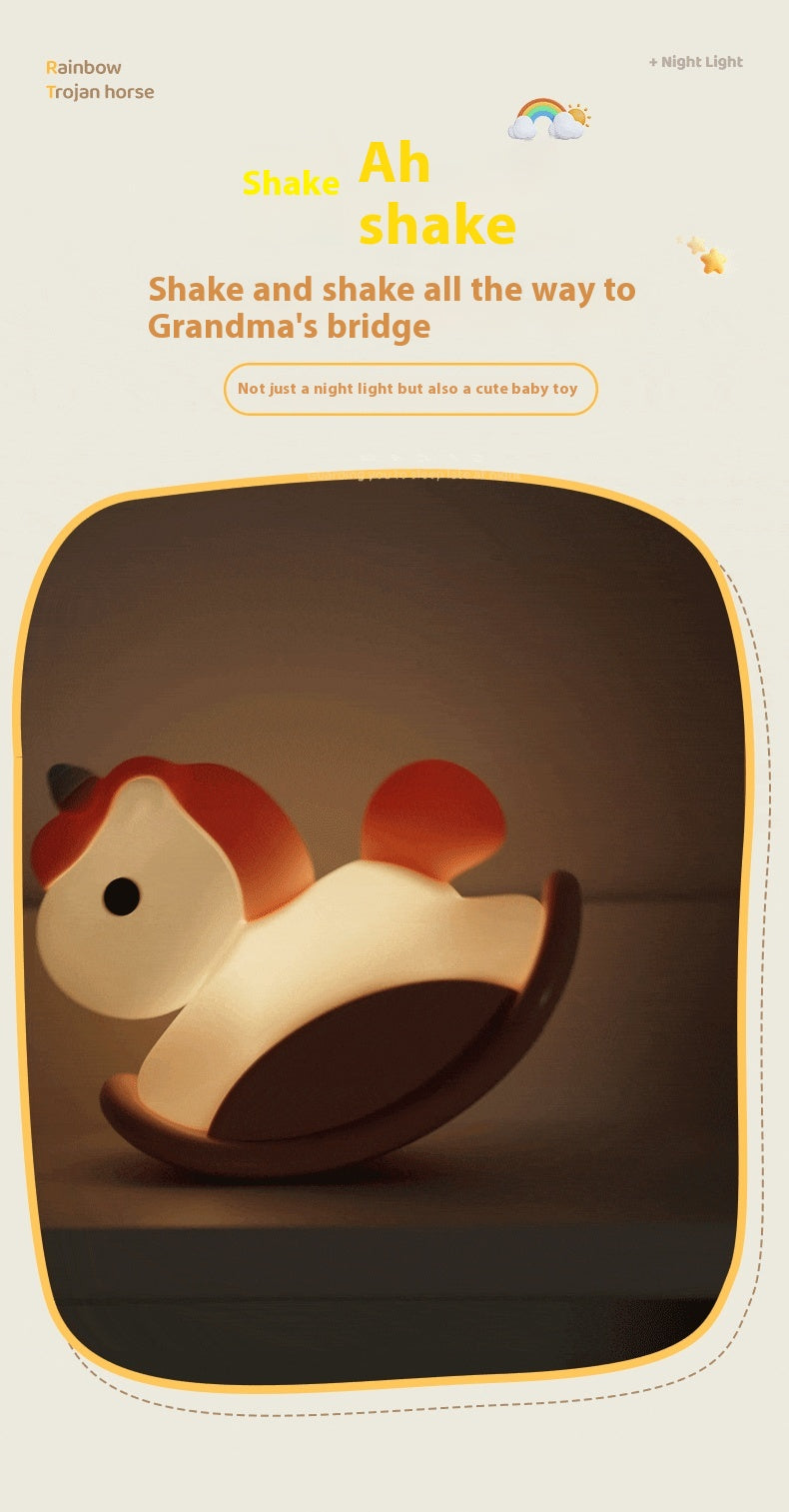 Unicorn Wooden Horse Lamp USB Three-level brightness adjustment